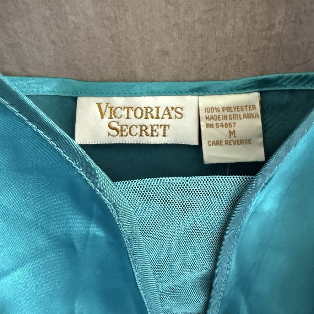 NWT Vintage Victoria’s Secret Gold Label Turquoise Satin Slip Dress Y2K 90s M - Picture 3 of 8